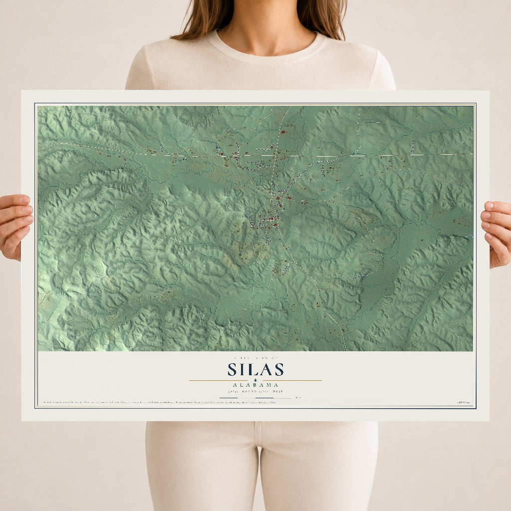 Map of Silas, Alabama, 18 x 24 inch unframed archival matte print