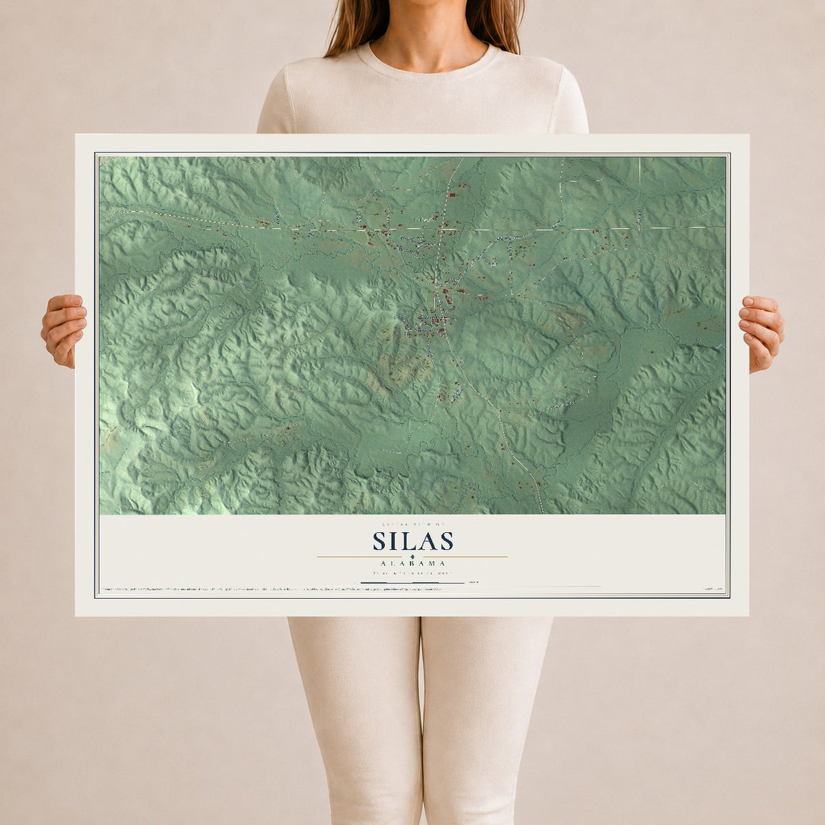 Map of Silas, Alabama, 24 x 36 inch unframed archival matte print