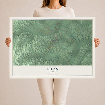 Map of Silas, Alabama, 24 x 36 inch unframed archival matte print