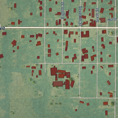 Close-up of the map of Silverhill, Alabama print showing street and building detail
