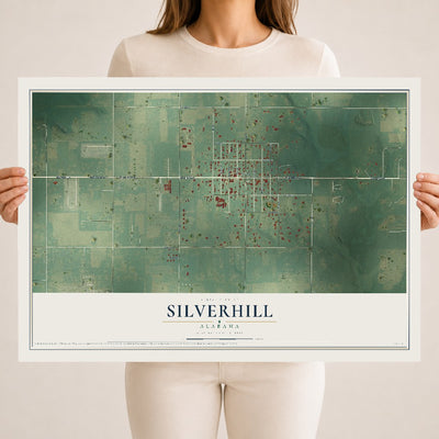 Map of Silverhill, Alabama, 18 x 24 inch unframed archival matte print