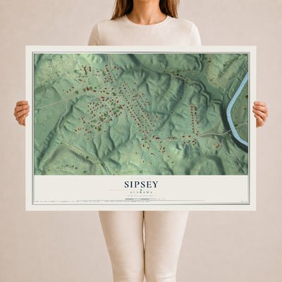 Map of Sipsey, Alabama, 24 x 36 inch unframed archival matte print