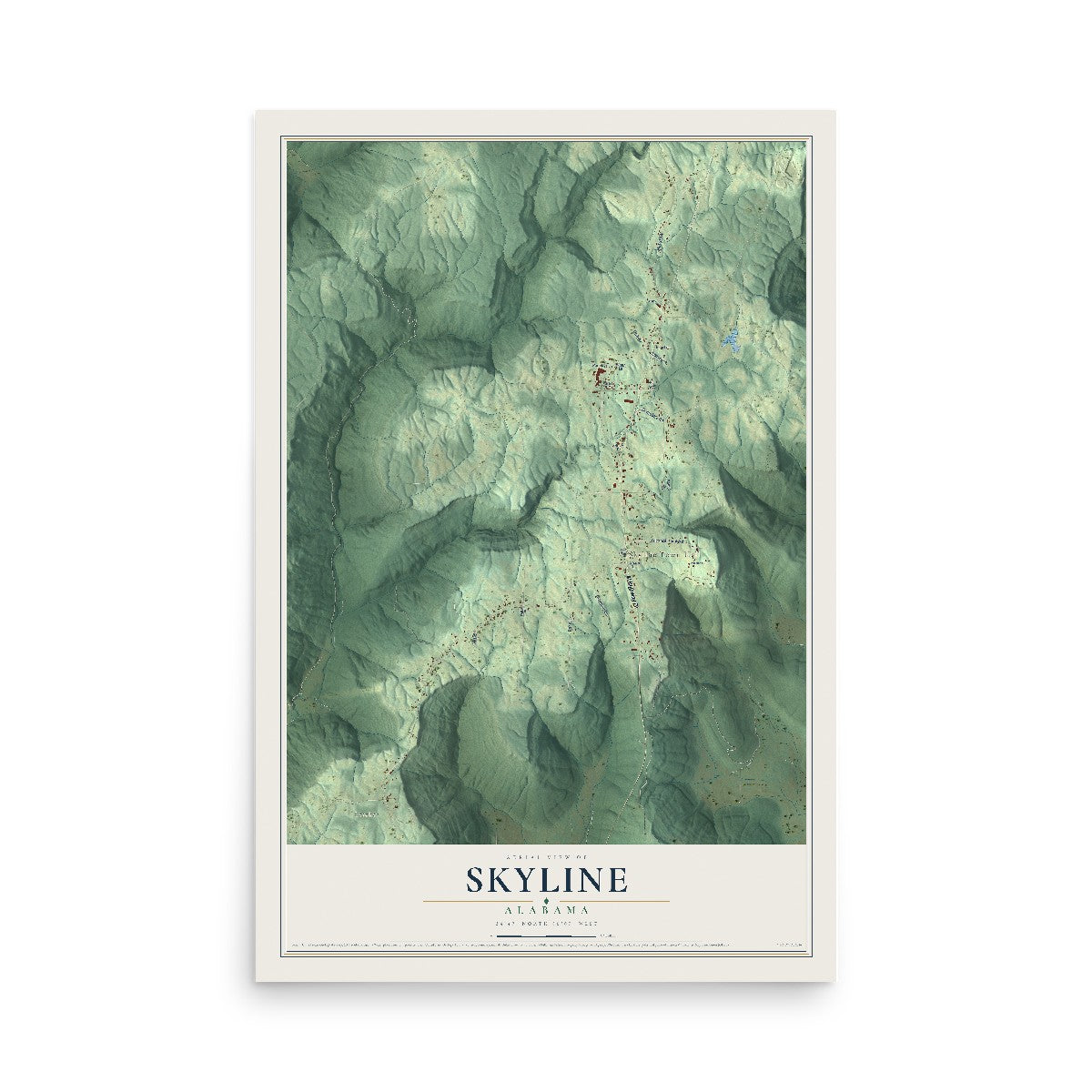 Map of Skyline, Alabama, 12 x 18 inch unframed archival matte print