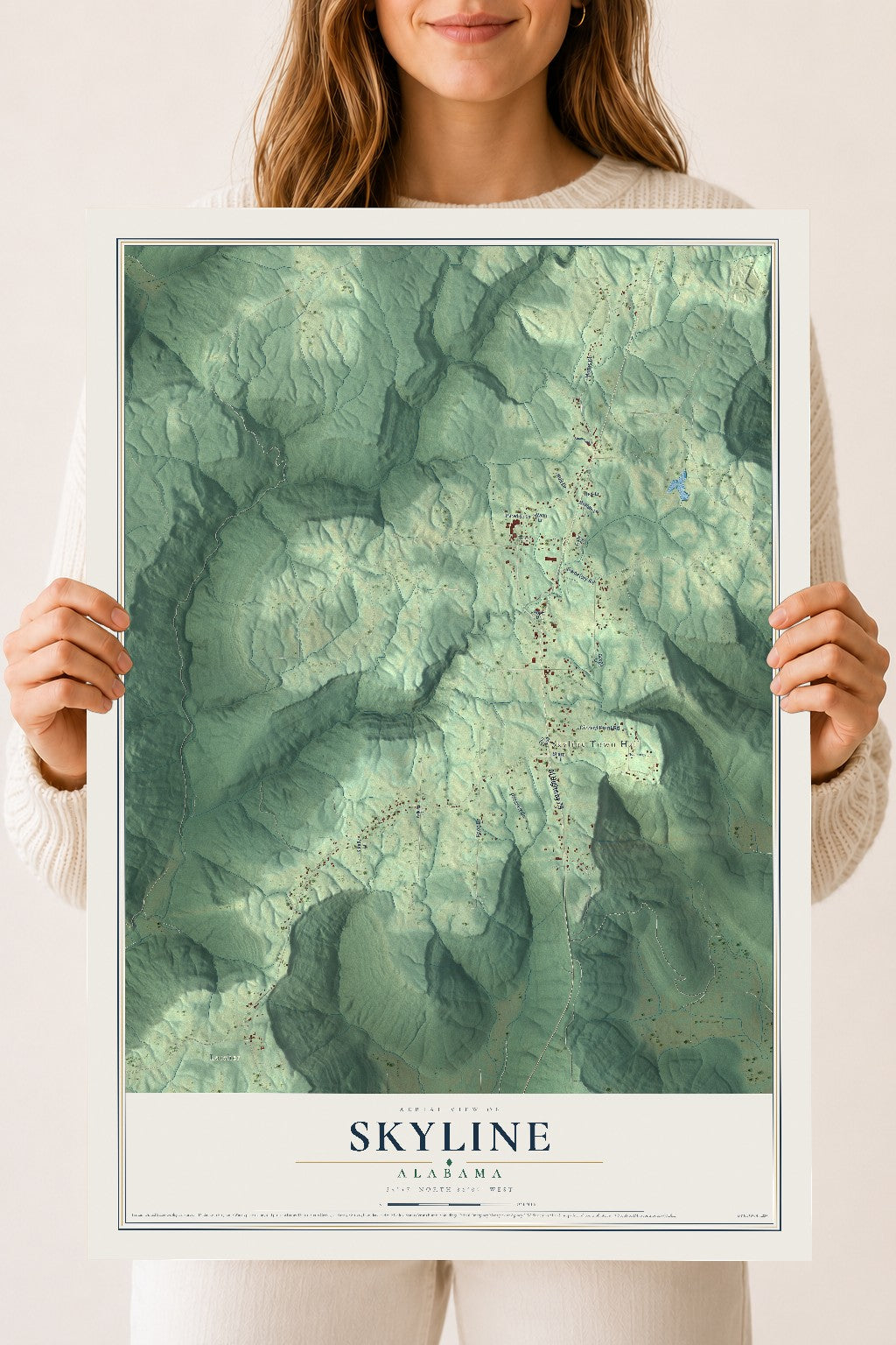 Map of Skyline, Alabama, 18 x 24 inch unframed archival matte print