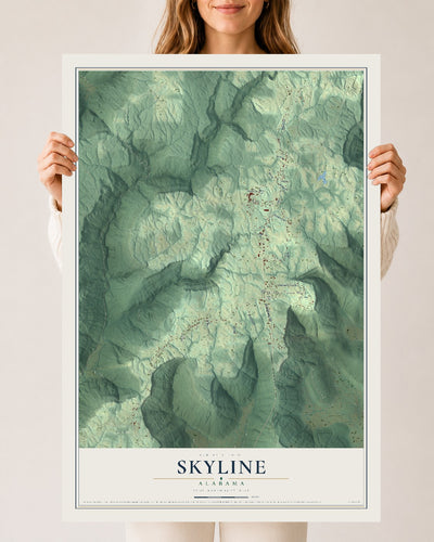 Map of Skyline, Alabama, 24 x 36 inch unframed archival matte print