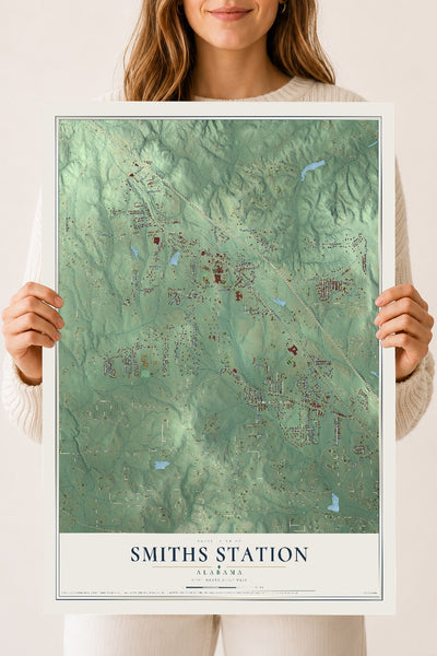 Map of Smiths Station, Alabama, 18 x 24 inch unframed archival matte print