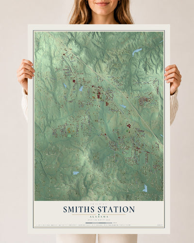 Map of Smiths Station, Alabama, 24 x 36 inch unframed archival matte print