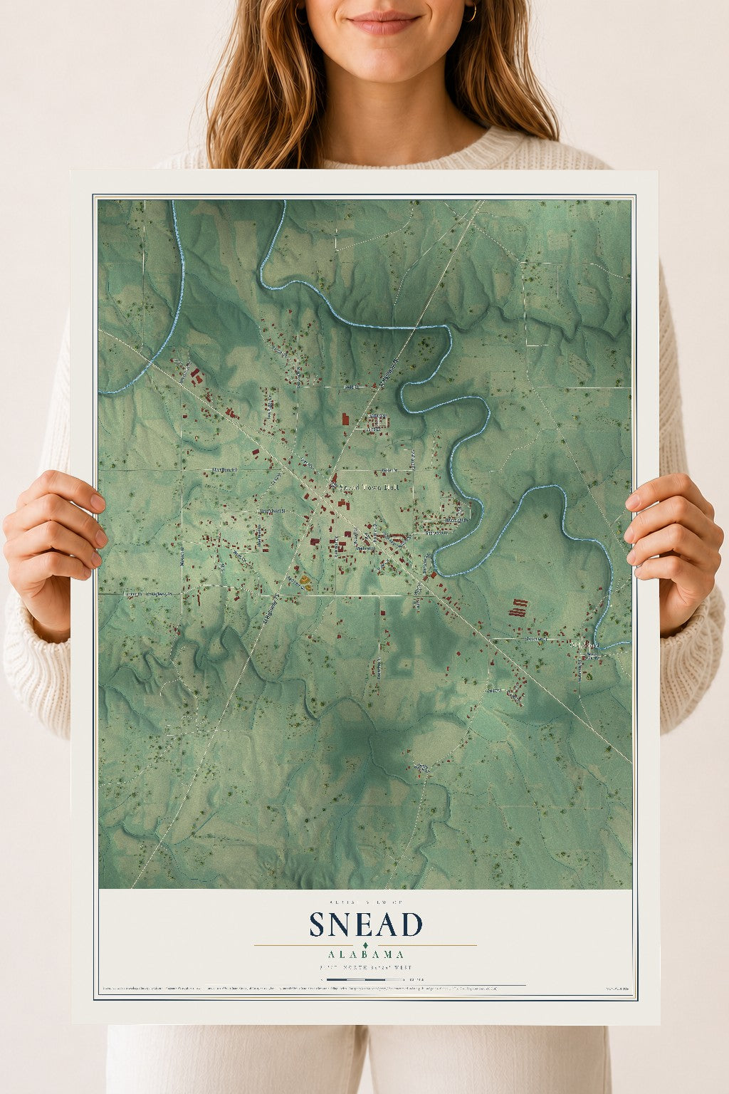 Map of Snead, Alabama, 18 x 24 inch unframed archival matte print
