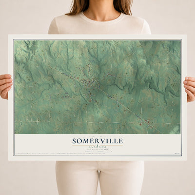 Map of Somerville, Alabama, 18 x 24 inch unframed archival matte print