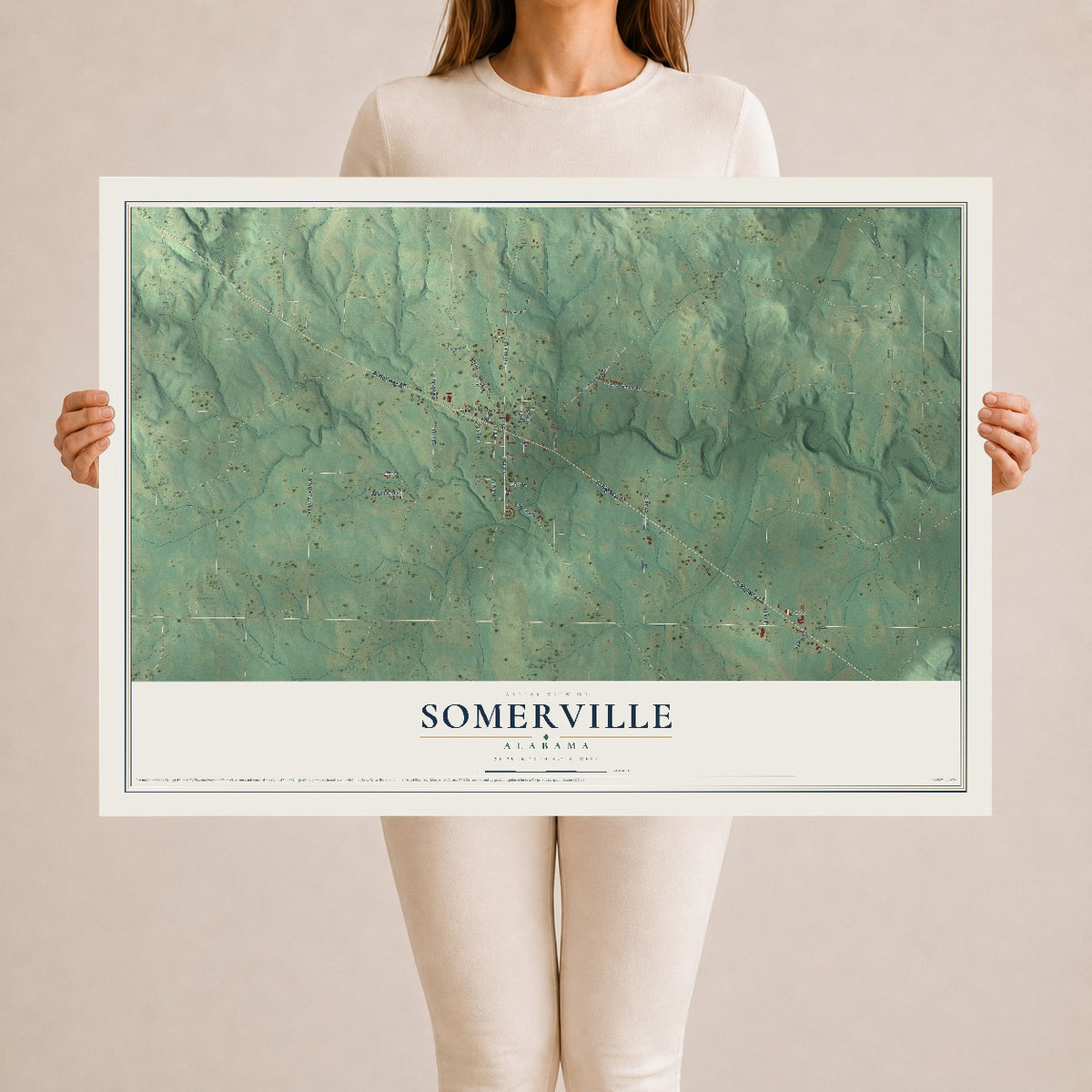 Map of Somerville, Alabama, 24 x 36 inch unframed archival matte print