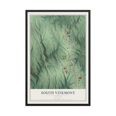 Map of South Vinemont, Alabama, 12 x 18 inch print in a black wood frame