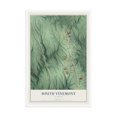 Map of South Vinemont, Alabama, 12 x 18 inch print in a white wood frame