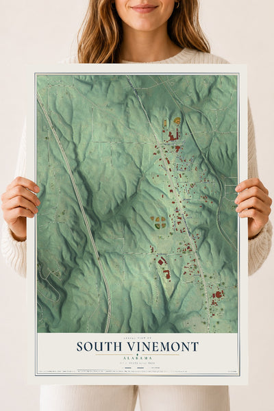 Map of South Vinemont, Alabama, 18 x 24 inch unframed archival matte print