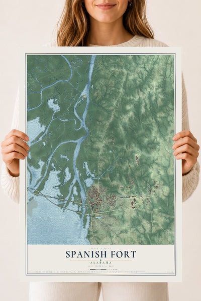Map of Spanish Fort, Alabama, 18 x 24 inch unframed archival matte print