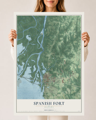 Map of Spanish Fort, Alabama, 24 x 36 inch unframed archival matte print