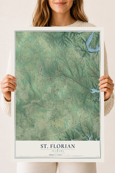 Map of St. Florian, Alabama, 18 x 24 inch unframed archival matte print