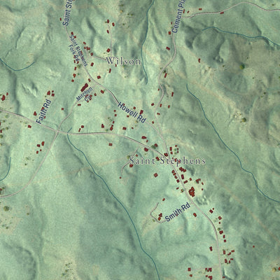 Close-up of the map of St. Stephens, Alabama print showing street and building detail