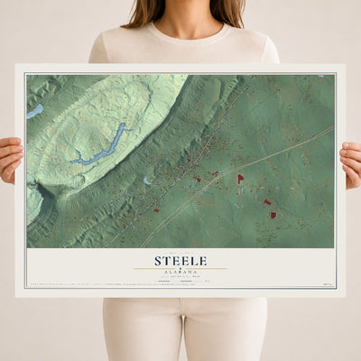 Map of Steele, Alabama, 18 x 24 inch unframed archival matte print