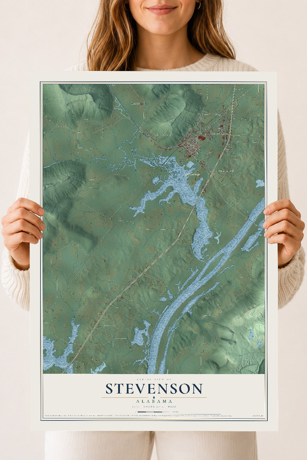 Map of Stevenson, Alabama, 18 x 24 inch unframed archival matte print