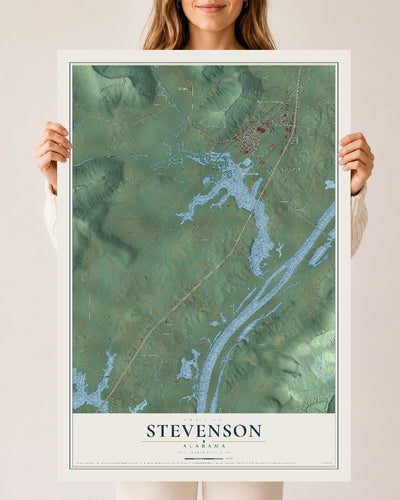 Map of Stevenson, Alabama, 24 x 36 inch unframed archival matte print
