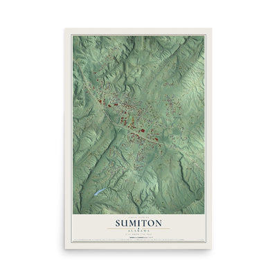 Map of Sumiton, Alabama, 12 x 18 inch unframed archival matte print