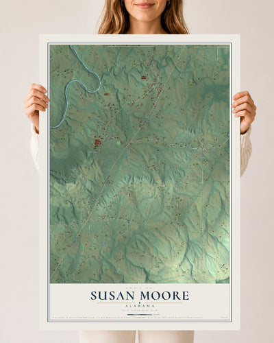 Map of Susan Moore, Alabama, 24 x 36 inch unframed archival matte print