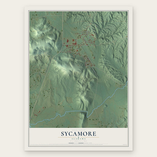 Sycamore, Alabama map print, the full design