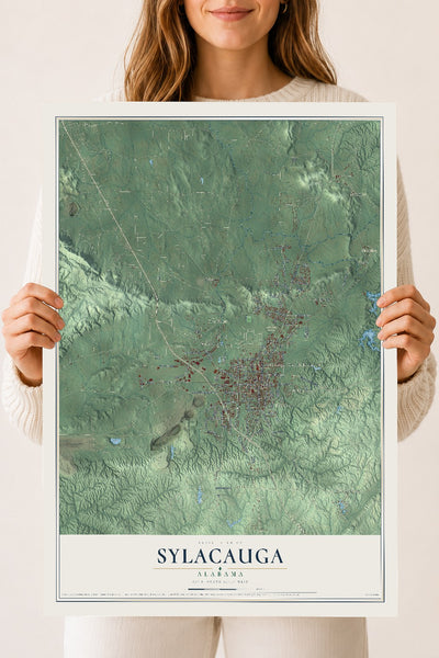 Map of Sylacauga, Alabama, 18 x 24 inch unframed archival matte print