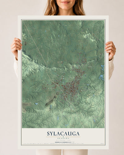 Map of Sylacauga, Alabama, 24 x 36 inch unframed archival matte print