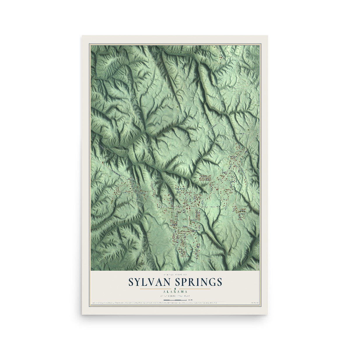 Map of Sylvan Springs, Alabama, 12 x 18 inch unframed archival matte print