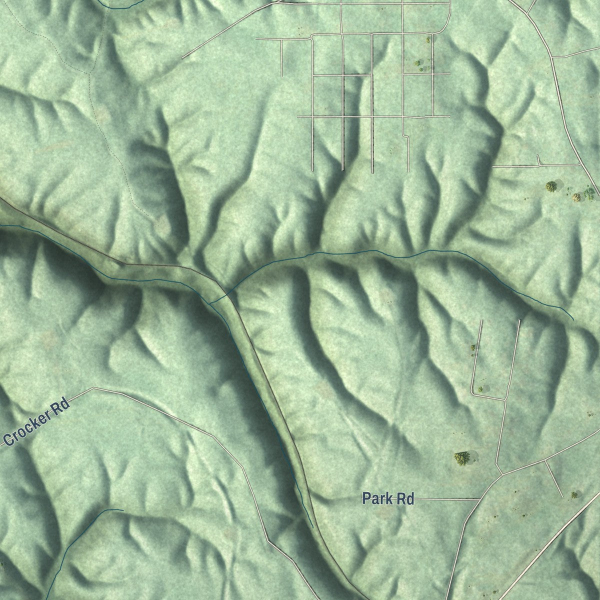 Second close-up of the map of Sylvan Springs, Alabama print showing more streets and buildings