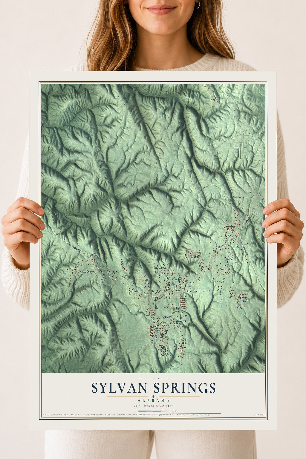 Map of Sylvan Springs, Alabama, 18 x 24 inch unframed archival matte print