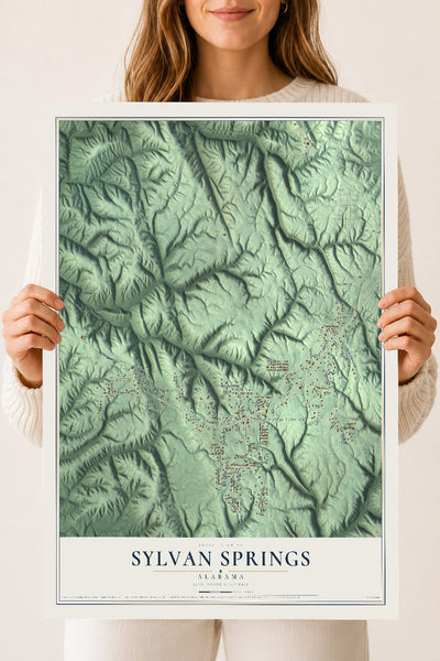 Map of Sylvan Springs, Alabama, 18 x 24 inch unframed archival matte print