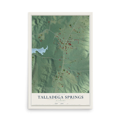Map of Talladega Springs, Alabama, 12 x 18 inch unframed archival matte print