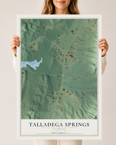 Map of Talladega Springs, Alabama, 24 x 36 inch unframed archival matte print
