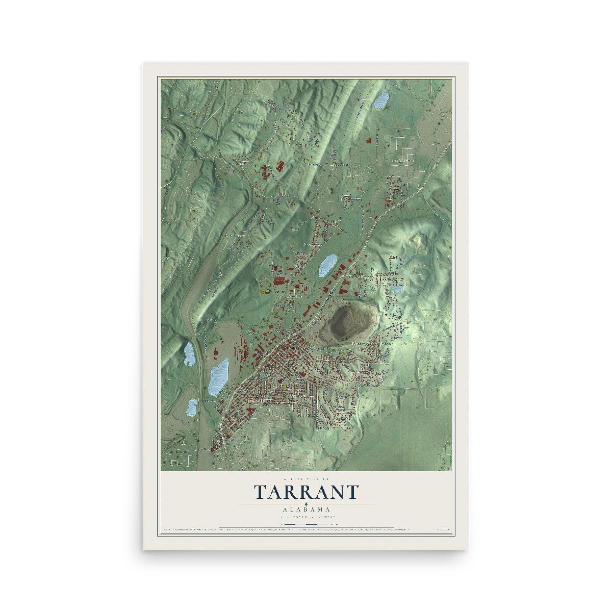 Map of Tarrant, Alabama, 12 x 18 inch unframed archival matte print