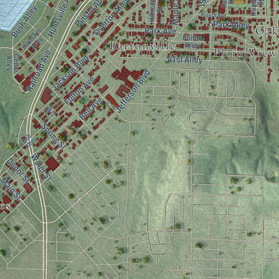 Second close-up of the map of Tarrant, Alabama print showing more streets and buildings