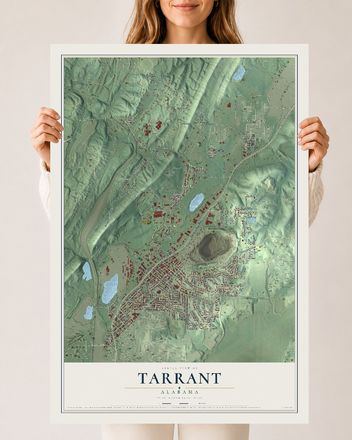 Map of Tarrant, Alabama, 24 x 36 inch unframed archival matte print