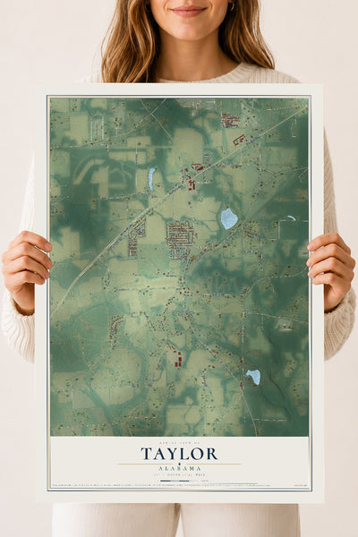 Map of Taylor, Alabama, 18 x 24 inch unframed archival matte print
