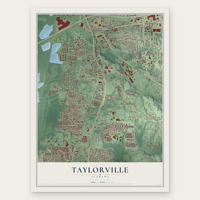 Taylorville, Alabama map print, the full design