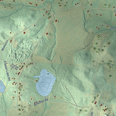 Close-up of the map of Tharptown, Alabama print showing street and building detail