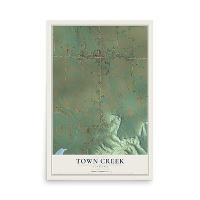 Map of Town Creek, Alabama, 12 x 18 inch unframed archival matte print