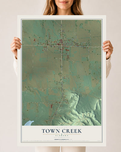 Map of Town Creek, Alabama, 24 x 36 inch unframed archival matte print