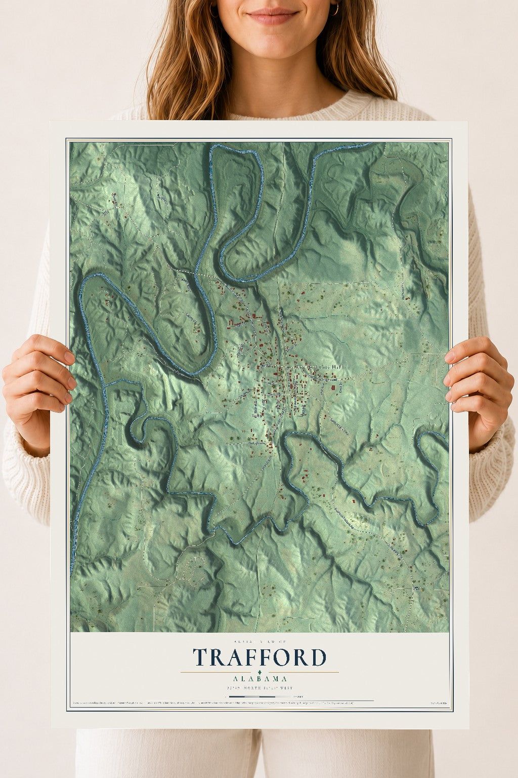 Map of Trafford, Alabama, 18 x 24 inch unframed archival matte print