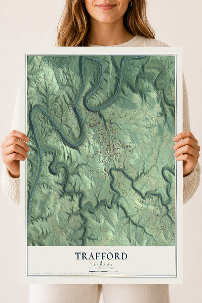 Map of Trafford, Alabama, 18 x 24 inch unframed archival matte print