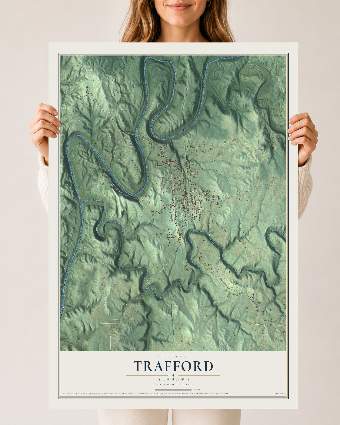 Map of Trafford, Alabama, 24 x 36 inch unframed archival matte print