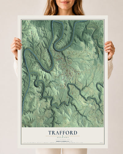 Map of Trafford, Alabama, 24 x 36 inch unframed archival matte print