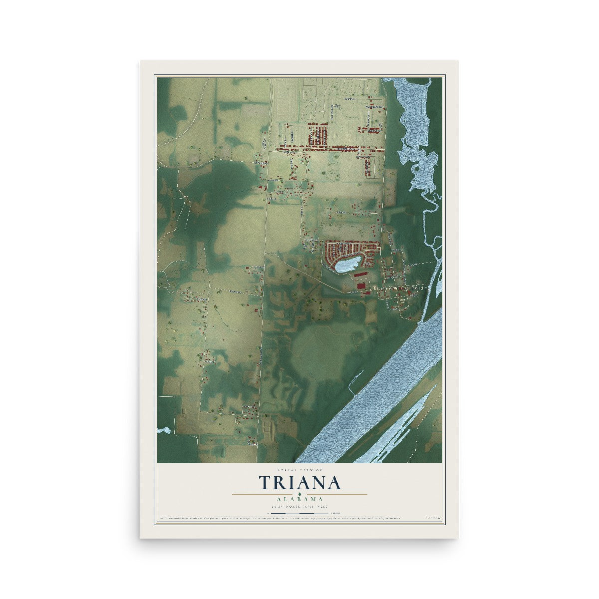 Map of Triana, Alabama, 12 x 18 inch unframed archival matte print