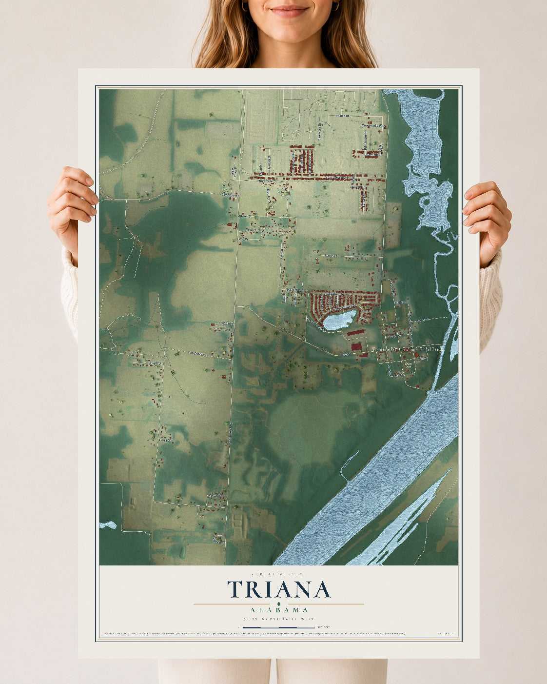 Map of Triana, Alabama, 24 x 36 inch unframed archival matte print