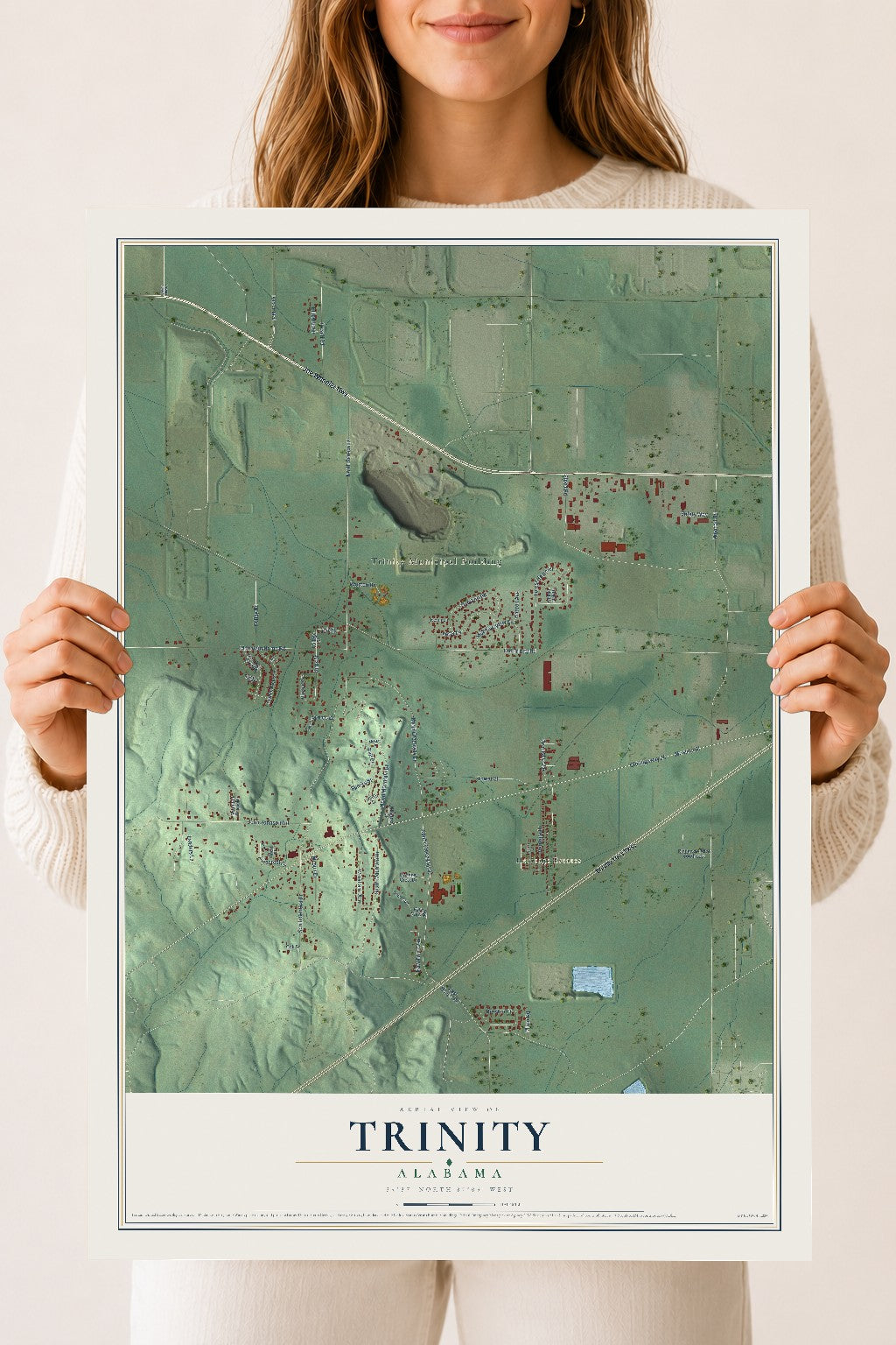 Map of Trinity, Alabama, 18 x 24 inch unframed archival matte print